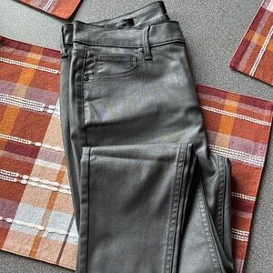White House Black Market coated Charcoal Skinny Jeans
